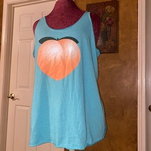 Extra Large Barbell Voodoo blue tank with a peach